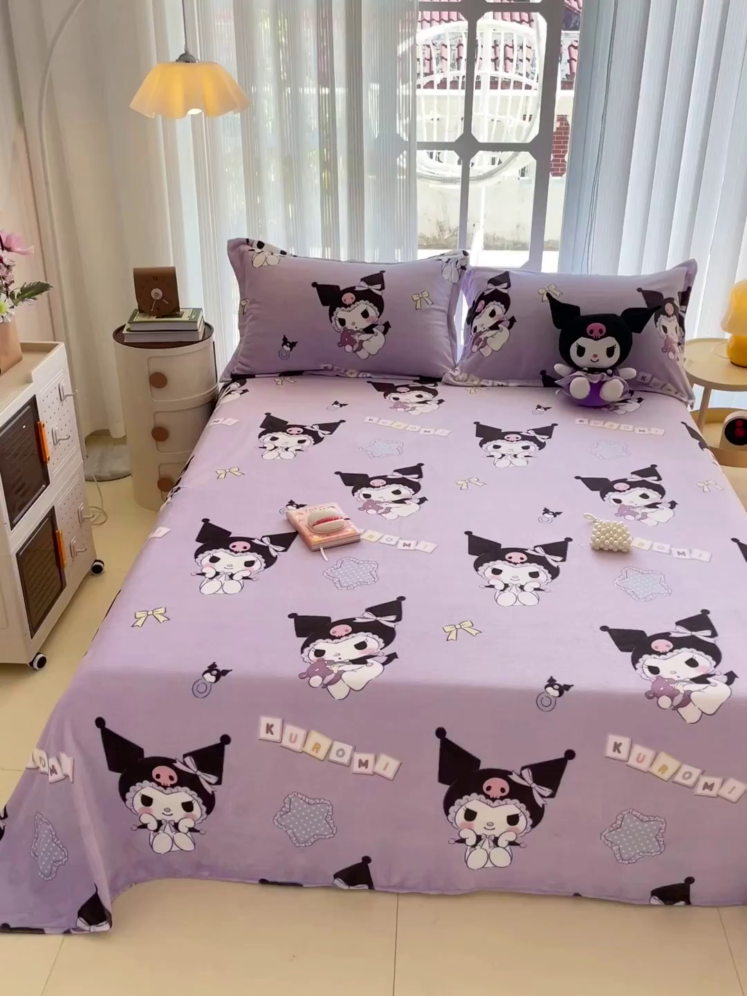 91家纺网 家纺一手货源 找家纺 名兮家居 2025新款经典奥特曼-三丽鸥高克重牛奶绒床单 星星库洛米