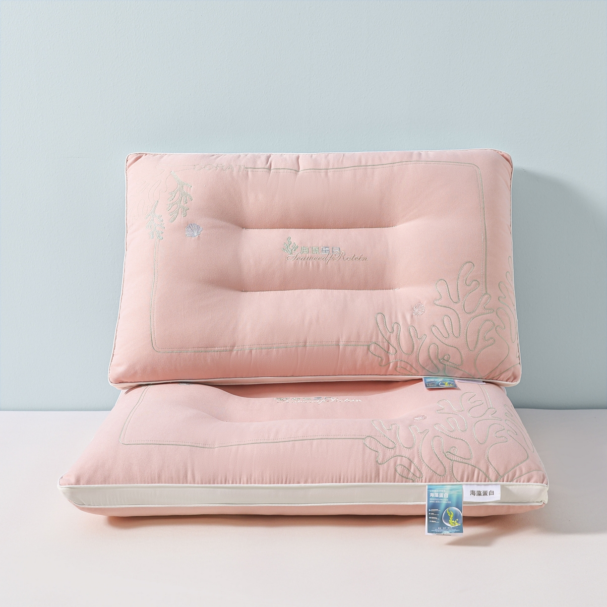 91家纺网 家纺一手货源 找家纺 宇诺家纺 2025新款刺绣款超柔软枕头枕芯家用单个成人护颈椎助深度睡眠枕芯 粉玉