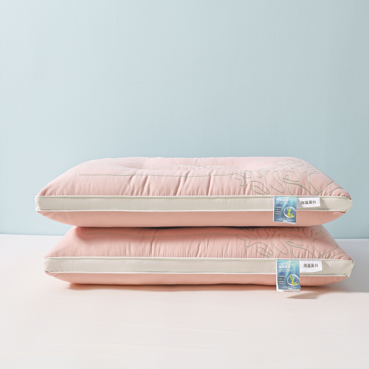 91家纺网 家纺一手货源 找家纺 宇诺家纺 2025新款刺绣款超柔软枕头枕芯家用单个成人护颈椎助深度睡眠枕芯 粉玉