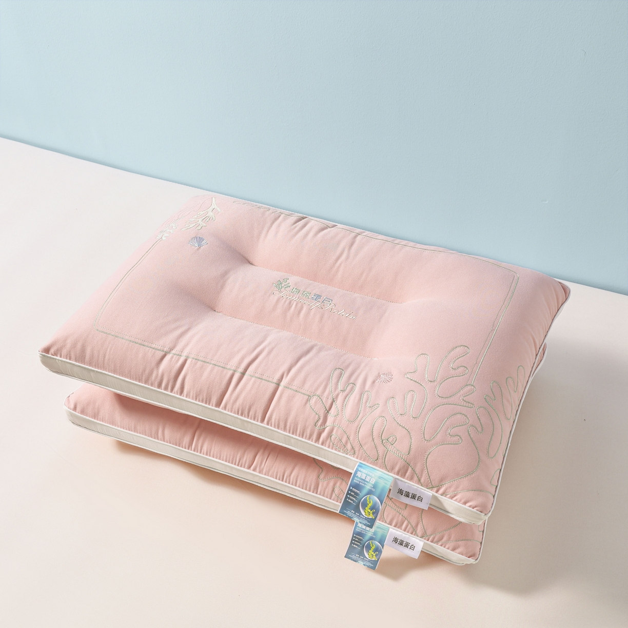 91家纺网 家纺一手货源 找家纺 宇诺家纺 2025新款刺绣款超柔软枕头枕芯家用单个成人护颈椎助深度睡眠枕芯 粉玉