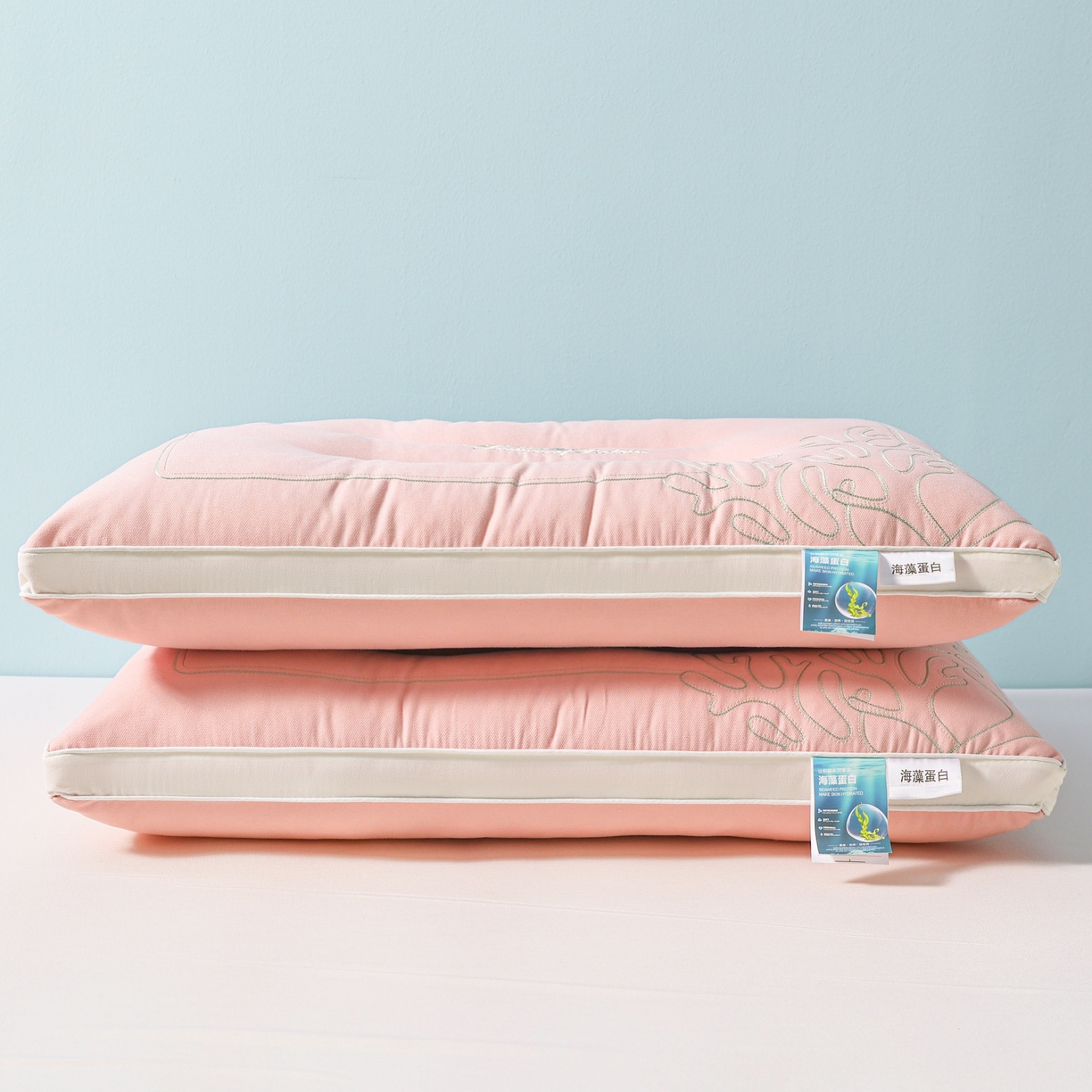 91家纺网 家纺一手货源 找家纺 宇诺家纺 2025新款刺绣款超柔软枕头枕芯家用单个成人护颈椎助深度睡眠枕芯 粉玉