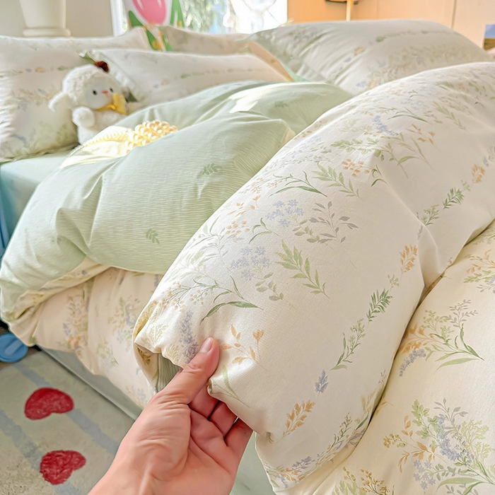 91家纺网 家纺一手货源 找家纺 卡普纯棉全棉四件套13070喷气床单款床笠款三件套 丛草集