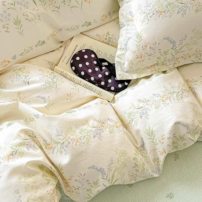 91家纺网 家纺一手货源 找家纺 卡普纯棉全棉四件套13070喷气床单款床笠款三件套 丛草集