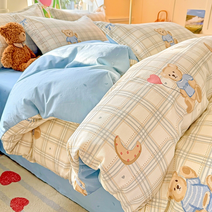 91家纺网 家纺一手货源 找家纺 卡普纯棉全棉四件套13070喷气床单款床笠款三件套 浮云初梦