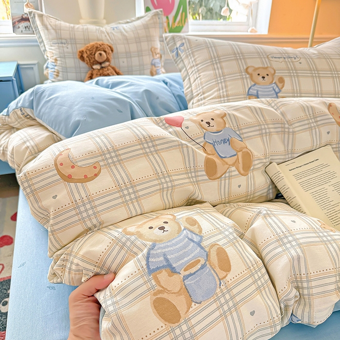 91家纺网 家纺一手货源 找家纺 卡普纯棉全棉四件套13070喷气床单款床笠款三件套 浮云初梦