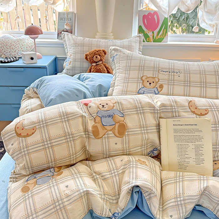 91家纺网 家纺一手货源 找家纺 卡普纯棉全棉四件套13070喷气床单款床笠款三件套 浮云初梦