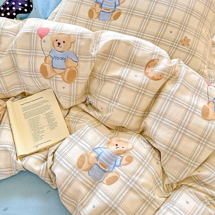 91家纺网 家纺一手货源 找家纺 卡普纯棉全棉四件套13070喷气床单款床笠款三件套 浮云初梦