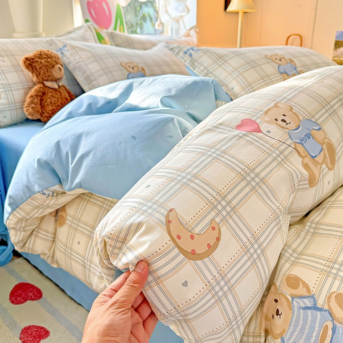 91家纺网 家纺一手货源 找家纺 卡普纯棉全棉四件套13070喷气床单款床笠款三件套 浮云初梦