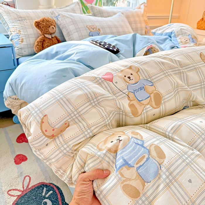 91家纺网 家纺一手货源 找家纺 卡普纯棉全棉四件套13070喷气床单款床笠款三件套 浮云初梦