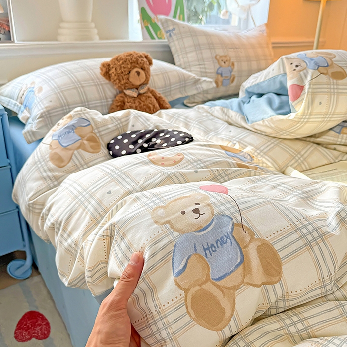 91家纺网 家纺一手货源 找家纺 卡普纯棉全棉四件套13070喷气床单款床笠款三件套 浮云初梦