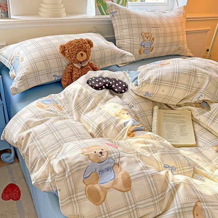 91家纺网 家纺一手货源 找家纺 卡普纯棉全棉四件套13070喷气床单款床笠款三件套 浮云初梦