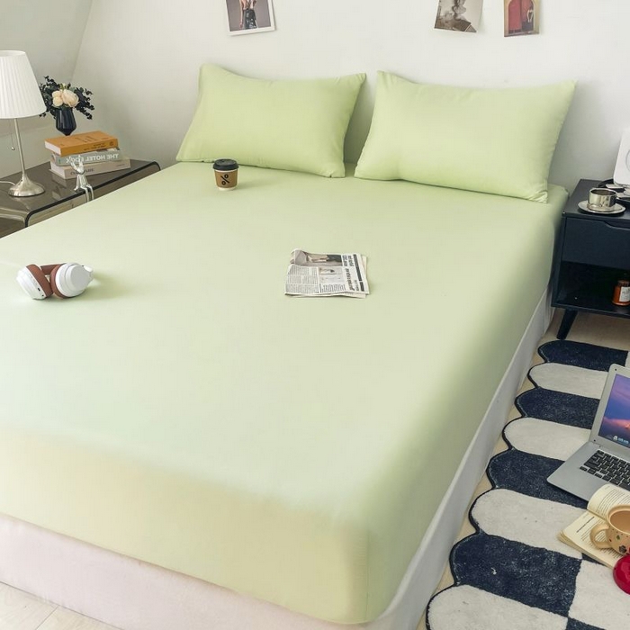 91家纺网 家纺一手货源 找家纺 （总）汣沐生活 2025新款简约素色云朵棉可水洗纯色床笠单件三件套