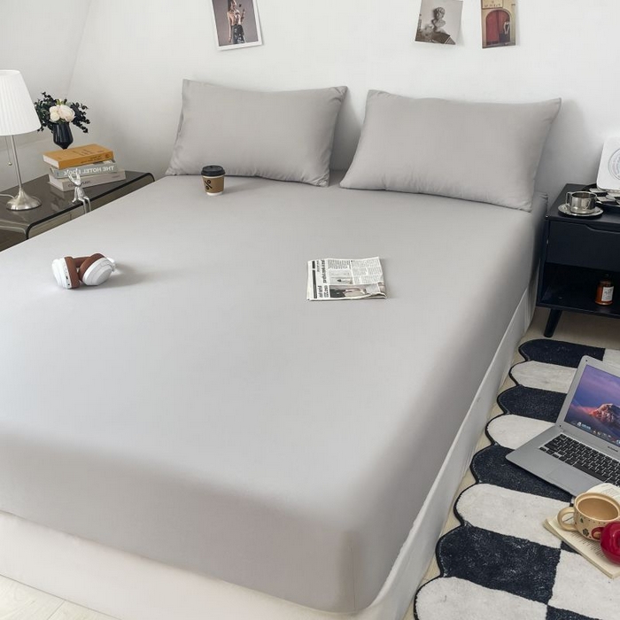 91家纺网 家纺一手货源 找家纺 （总）汣沐生活 2025新款简约素色云朵棉可水洗纯色床笠单件三件套