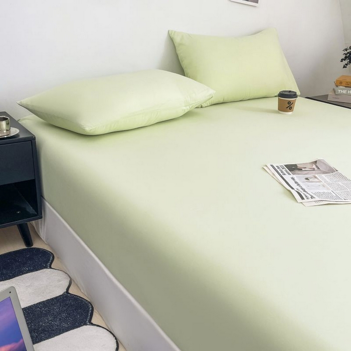 91家纺网 家纺一手货源 找家纺 （总）汣沐生活 2025新款简约素色云朵棉可水洗纯色床笠单件三件套