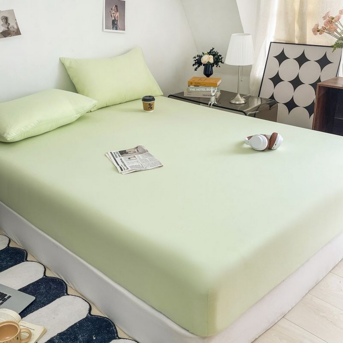 91家纺网 家纺一手货源 找家纺 （总）汣沐生活 2025新款简约素色云朵棉可水洗纯色床笠单件三件套