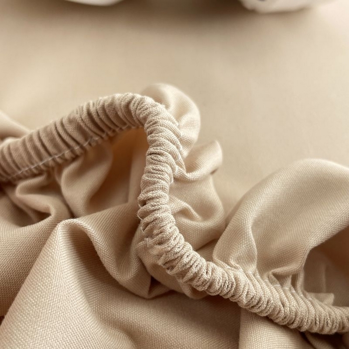 91家纺网 家纺一手货源 找家纺 汣沐生活 2025新款简约素色云朵棉可水洗纯色床笠单件三件套 香槟