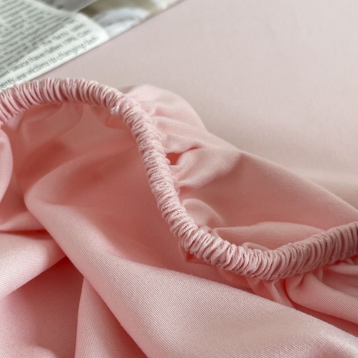 91家纺网 家纺一手货源 找家纺 汣沐生活 2025新款简约素色云朵棉可水洗纯色床笠单件三件套 藕粉