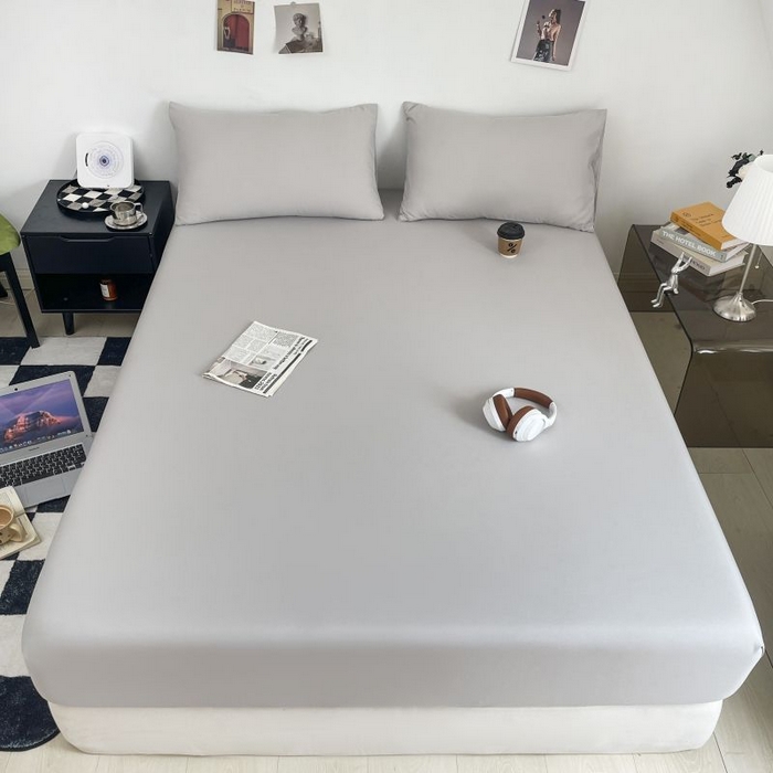 91家纺网 家纺一手货源 找家纺 汣沐生活 2025新款简约素色云朵棉可水洗纯色床笠单件三件套 素雅灰