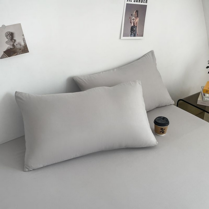 91家纺网 家纺一手货源 找家纺 汣沐生活 2025新款简约素色云朵棉可水洗纯色床笠单件三件套 素雅灰