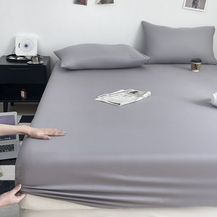 91家纺网 家纺一手货源 找家纺 汣沐生活 2025新款简约素色云朵棉可水洗纯色床笠单件三件套 高级灰