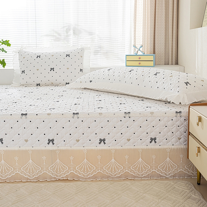 91家纺网 家纺一手货源 找家纺 冬然 2024新款全棉防滑榻榻米垫子炕垫纯棉床盖夹棉床单纯棉床单波点情结