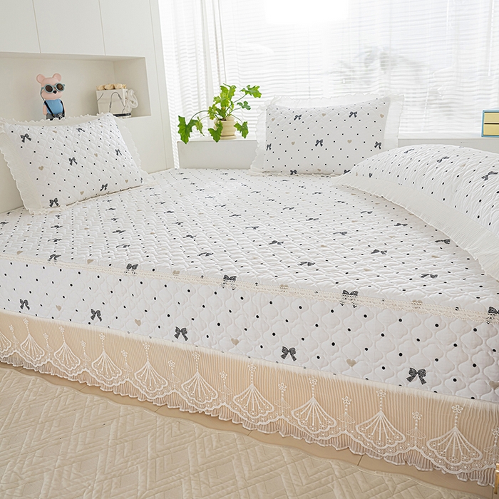 91家纺网 家纺一手货源 找家纺 冬然 2024新款全棉防滑榻榻米垫子炕垫纯棉床盖夹棉床单纯棉床单波点情结