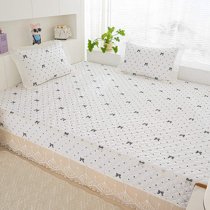 91家纺网 家纺一手货源 找家纺 冬然 2024新款全棉防滑榻榻米垫子炕垫纯棉床盖夹棉床单纯棉床单波点情结