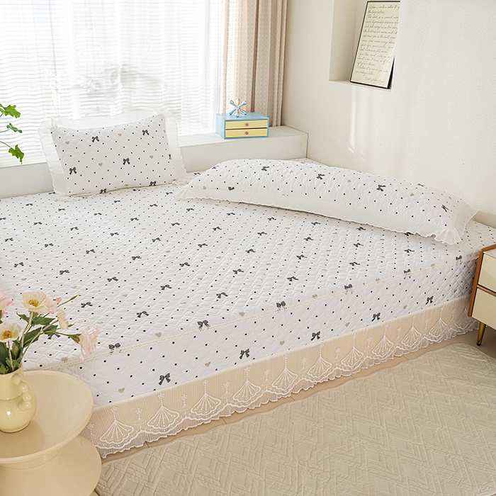 91家纺网 家纺一手货源 找家纺 冬然 2024新款全棉防滑榻榻米垫子炕垫纯棉床盖夹棉床单纯棉床单波点情结