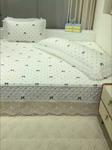 91家纺网 家纺一手货源 找家纺 冬然 2024新款全棉防滑榻榻米垫子炕垫纯棉床盖夹棉床单纯棉床单波点情结