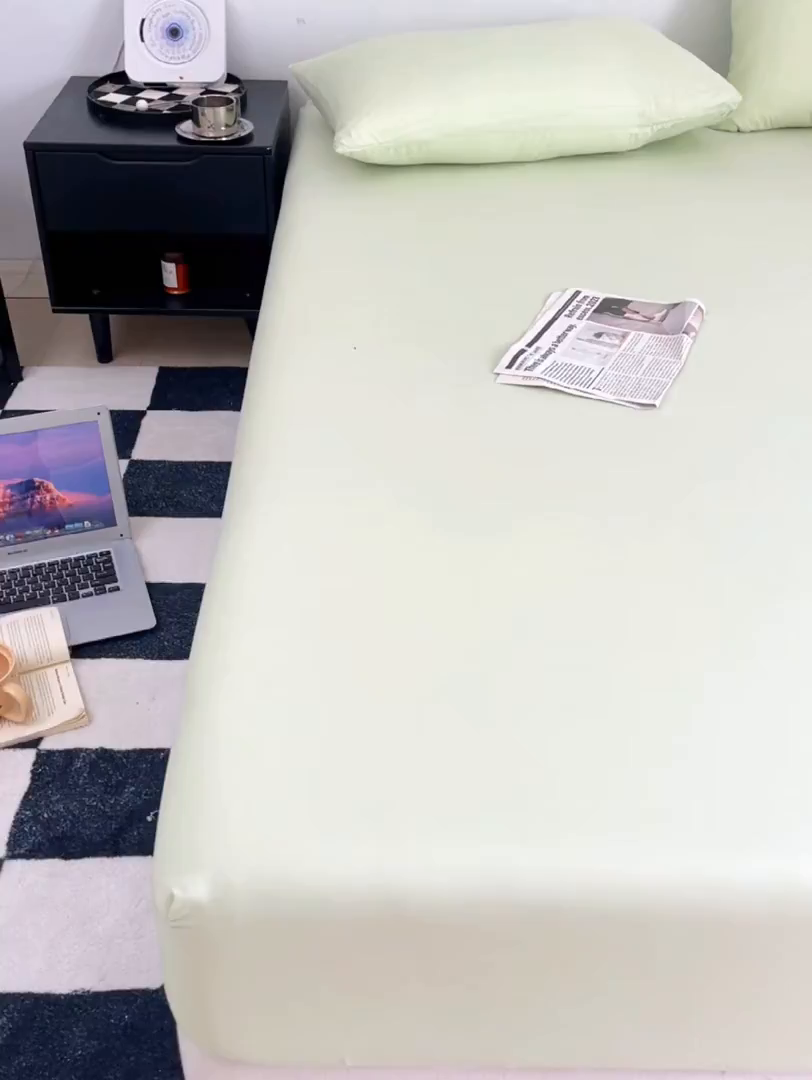 91家纺网 家纺一手货源 找家纺 （总）汣沐生活 2025新款简约素色云朵棉可水洗纯色床笠单件三件套