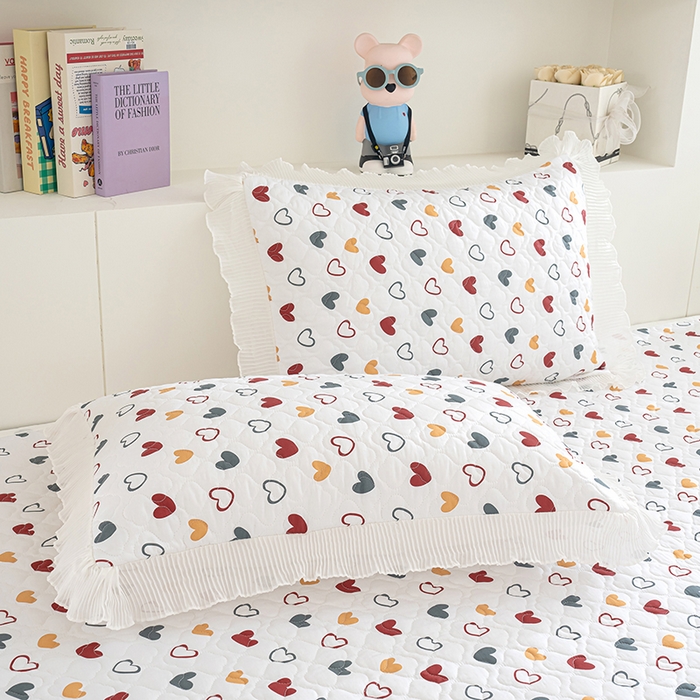 91家纺网 家纺一手货源 找家纺 冬然 2024新款全棉防滑榻榻米垫子炕垫纯棉床盖夹棉床单纯棉床单彩色爱心