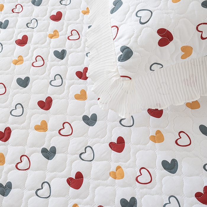 91家纺网 家纺一手货源 找家纺 冬然 2024新款全棉防滑榻榻米垫子炕垫纯棉床盖夹棉床单纯棉床单彩色爱心