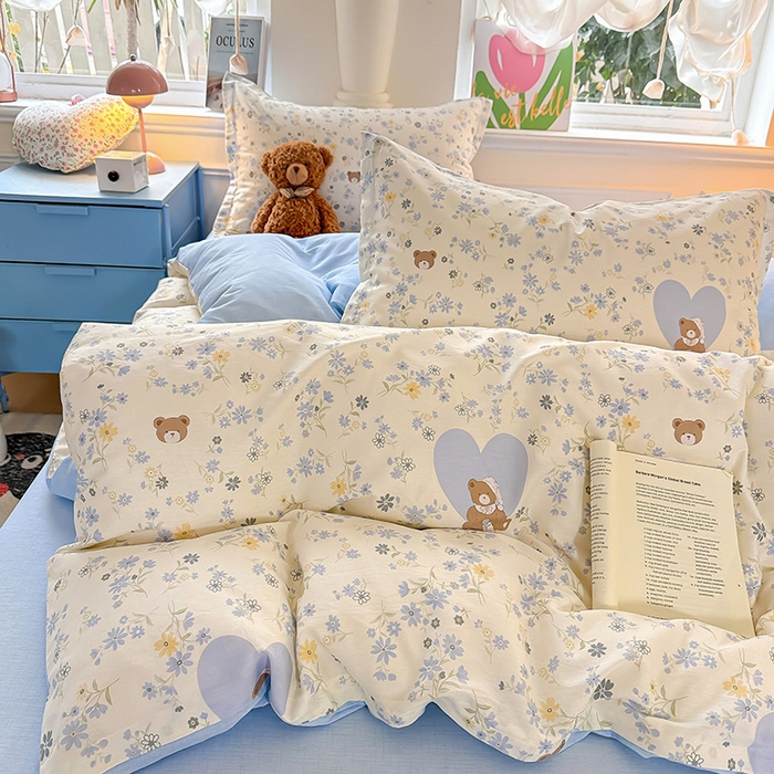 91家纺网 家纺一手货源 找家纺 卡普纯棉全棉四件套13070喷气床单款床笠款三件套 旧书折痕