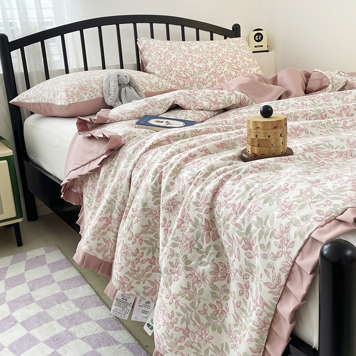 （总）汣沐生活 2025款A类针织棉双层纱夏凉被百分百新疆棉花填充空调被夏凉被四件套