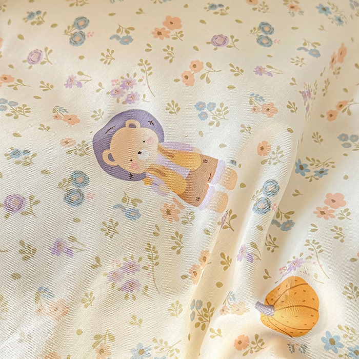 91家纺网 家纺一手货源 找家纺 卡普纯棉全棉四件套13070喷气床单款床笠款三件套 碎花兔熊