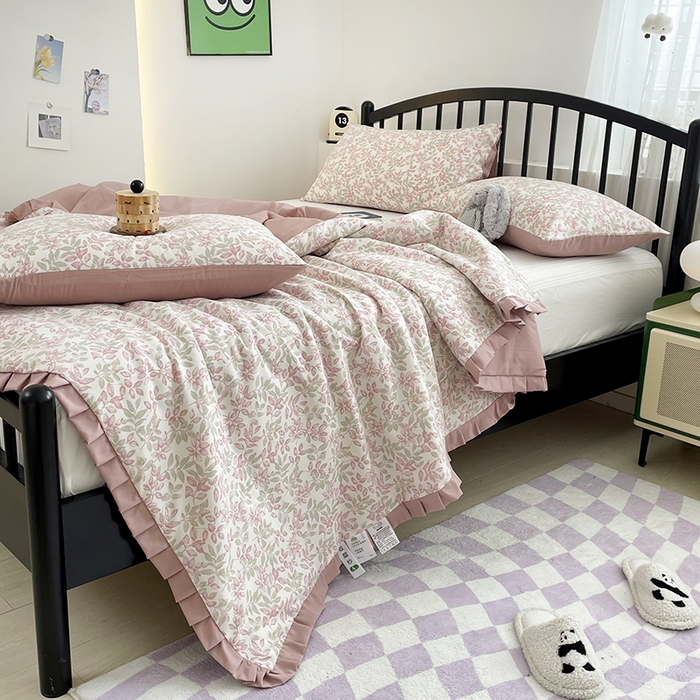 91家纺网 家纺一手货源 找家纺 （总）汣沐生活 2025款A类针织棉双层纱夏凉被百分百新疆棉花填充空调被夏凉被四件套