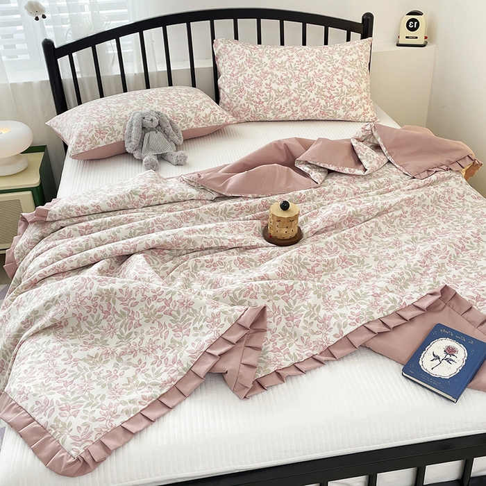 91家纺网 家纺一手货源 找家纺 （总）汣沐生活 2025款A类针织棉双层纱夏凉被百分百新疆棉花填充空调被夏凉被四件套