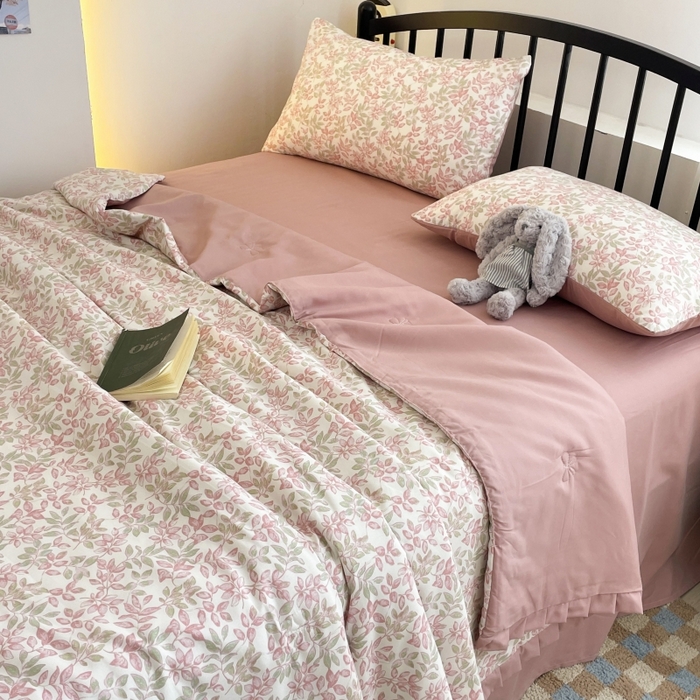 91家纺网 家纺一手货源 找家纺 （总）汣沐生活 2025款A类针织棉双层纱夏凉被百分百新疆棉花填充空调被夏凉被四件套