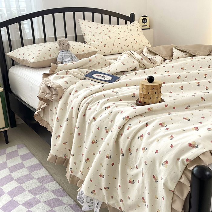 91家纺网 家纺一手货源 找家纺 （总）汣沐生活 2025款A类针织棉双层纱夏凉被百分百新疆棉花填充空调被夏凉被四件套