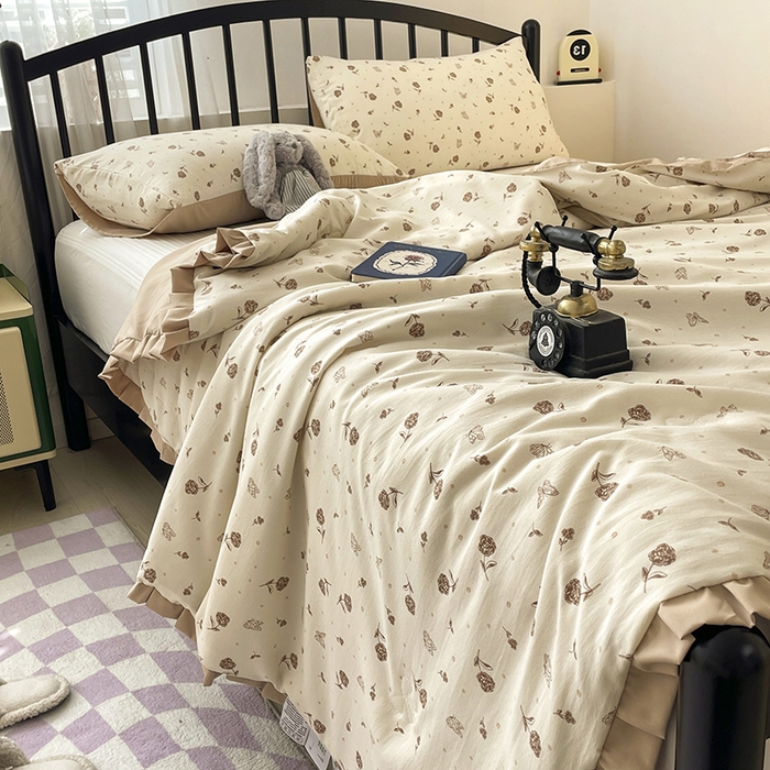 91家纺网 家纺一手货源 找家纺 （总）汣沐生活 2025款A类针织棉双层纱夏凉被百分百新疆棉花填充空调被夏凉被四件套