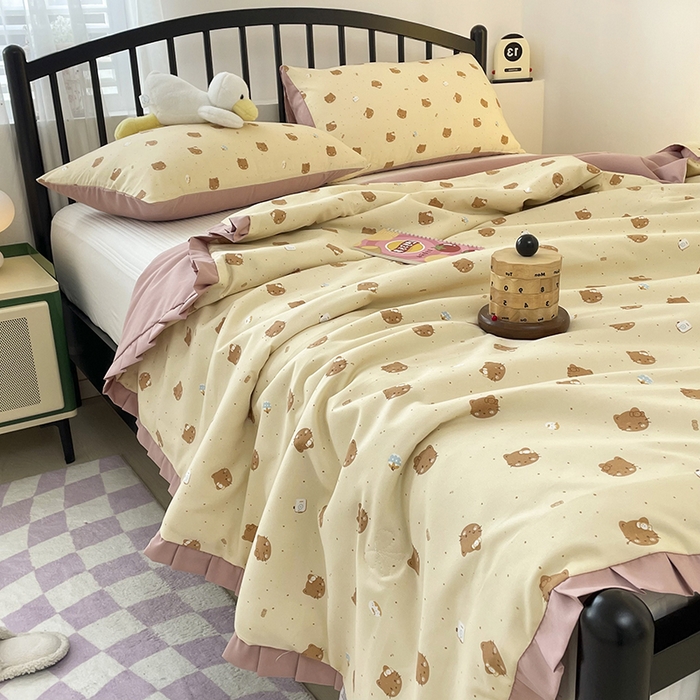 91家纺网 家纺一手货源 找家纺 （总）汣沐生活 2025款A类针织棉双层纱夏凉被百分百新疆棉花填充空调被夏凉被四件套