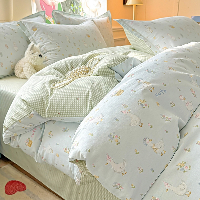 91家纺网 家纺一手货源 找家纺 卡普纯棉全棉四件套13070喷气床单款床笠款三件套 阳台候鸟