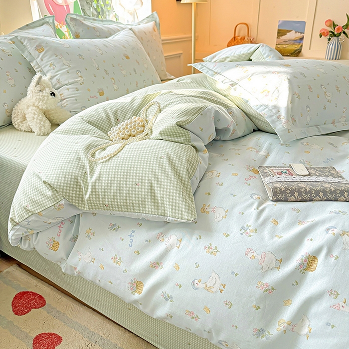 91家纺网 家纺一手货源 找家纺 卡普纯棉全棉四件套13070喷气床单款床笠款三件套 阳台候鸟