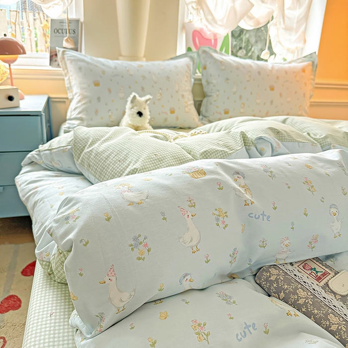 91家纺网 家纺一手货源 找家纺 卡普纯棉全棉四件套13070喷气床单款床笠款三件套 阳台候鸟