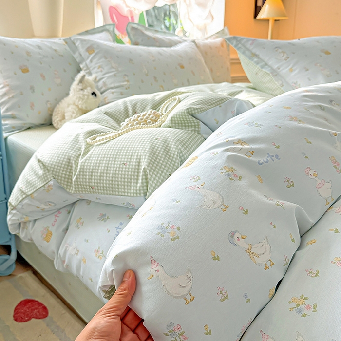 91家纺网 家纺一手货源 找家纺 卡普纯棉全棉四件套13070喷气床单款床笠款三件套 阳台候鸟