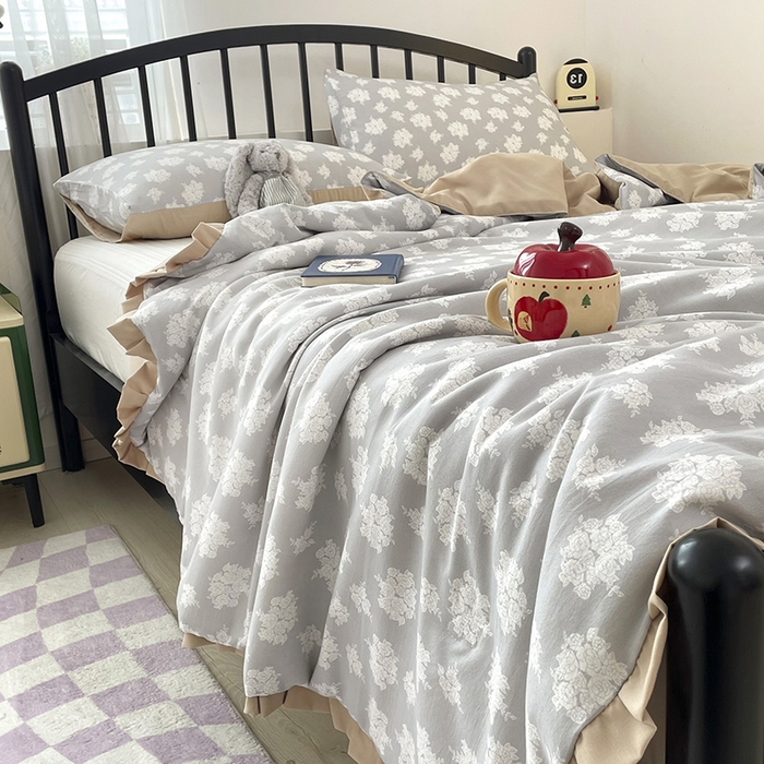 91家纺网 家纺一手货源 找家纺 （总）汣沐生活 2025款A类针织棉双层纱夏凉被百分百新疆棉花填充空调被夏凉被四件套