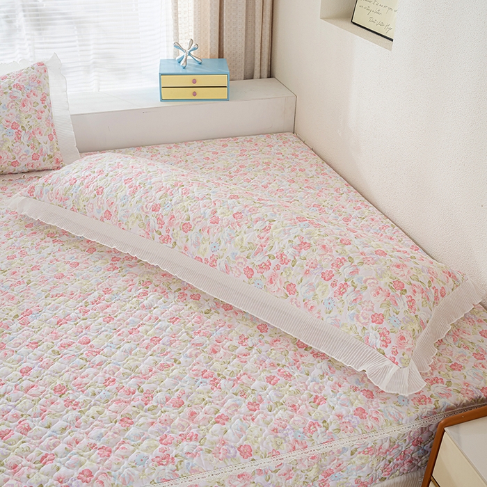 91家纺网 家纺一手货源 找家纺 冬然 2024新款全棉防滑榻榻米垫子炕垫纯棉床盖夹棉床单纯棉床单花香甜梦