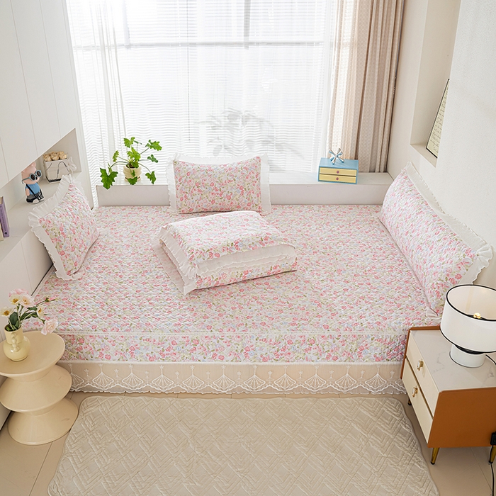 91家纺网 家纺一手货源 找家纺 冬然 2024新款全棉防滑榻榻米垫子炕垫纯棉床盖夹棉床单纯棉床单花香甜梦