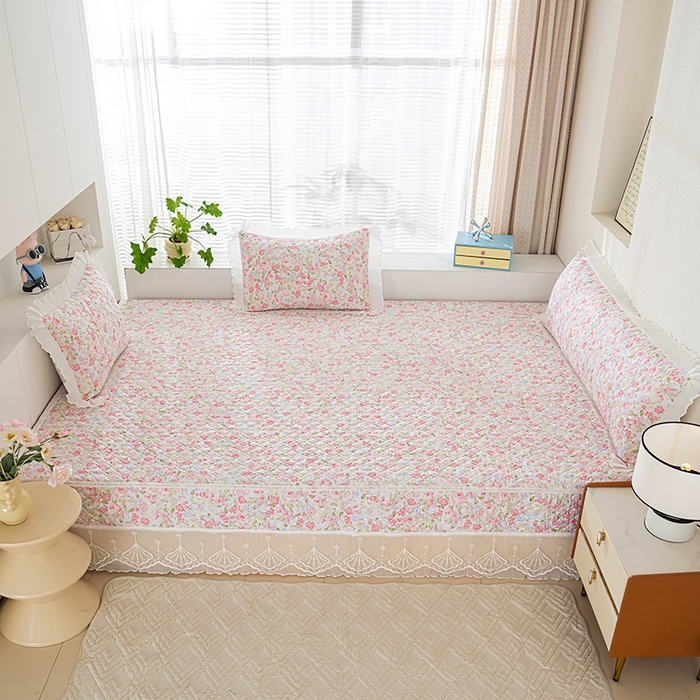 91家纺网 家纺一手货源 找家纺 冬然 2024新款全棉防滑榻榻米垫子炕垫纯棉床盖夹棉床单纯棉床单花香甜梦