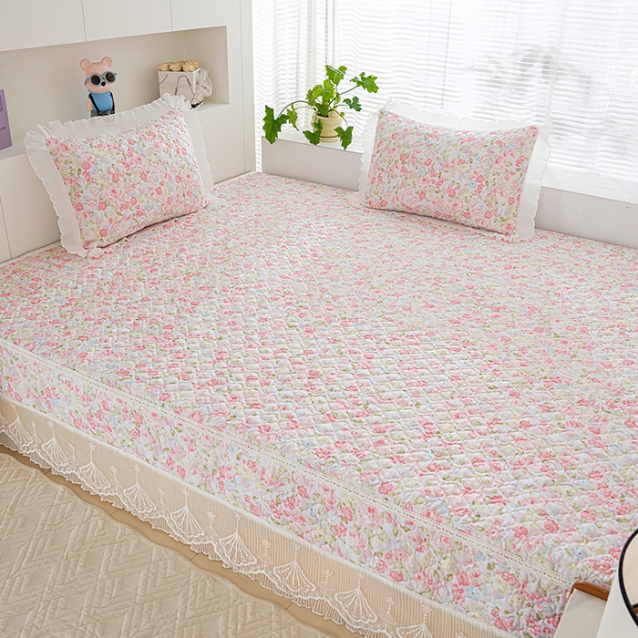 91家纺网 家纺一手货源 找家纺 冬然 2024新款全棉防滑榻榻米垫子炕垫纯棉床盖夹棉床单纯棉床单花香甜梦